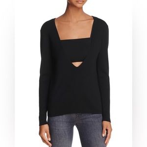 Bailey 44 Anthropologie Merino Wool Blend Black Covenant Cut Out Sweater Large